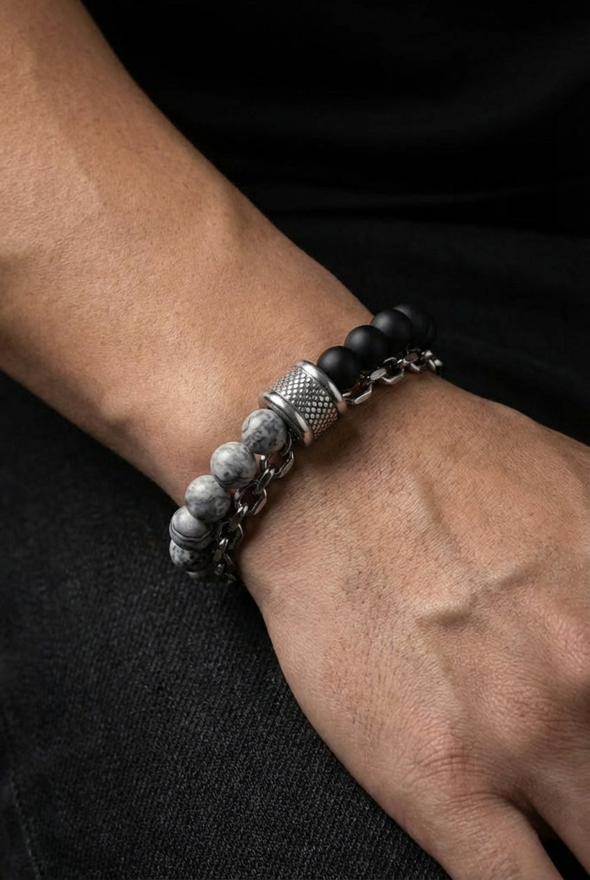 Garmr's Armlet - Stainless Steel Energy Bead Bracelet - Viking Trinkets