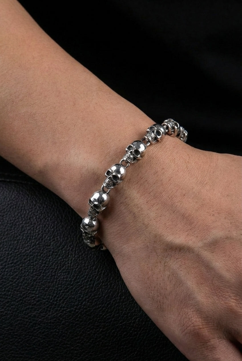 Skulls Of The Fallen - Stainless Steel Skull Bracelet - Viking Trinkets