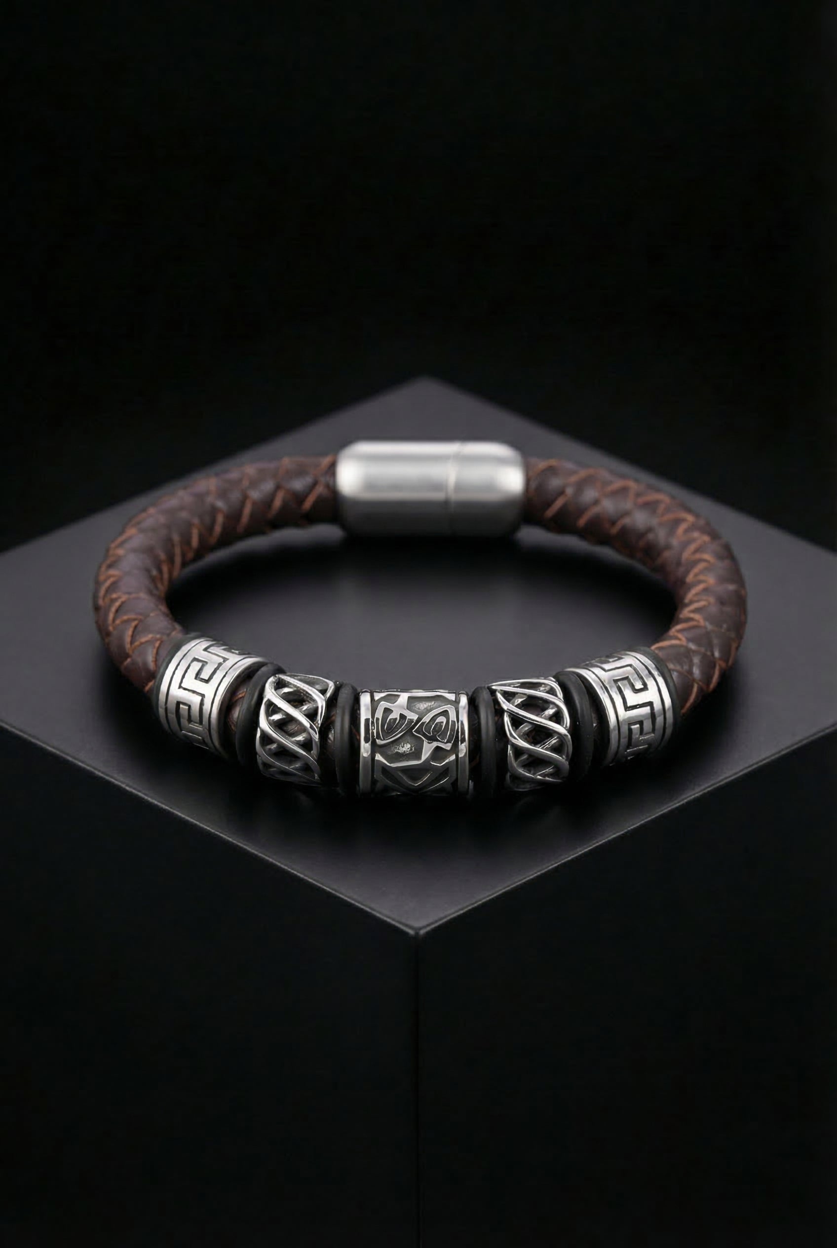 Bard's Bracelet - Leather Woven Magnetic Bracelet - Viking Trinkets