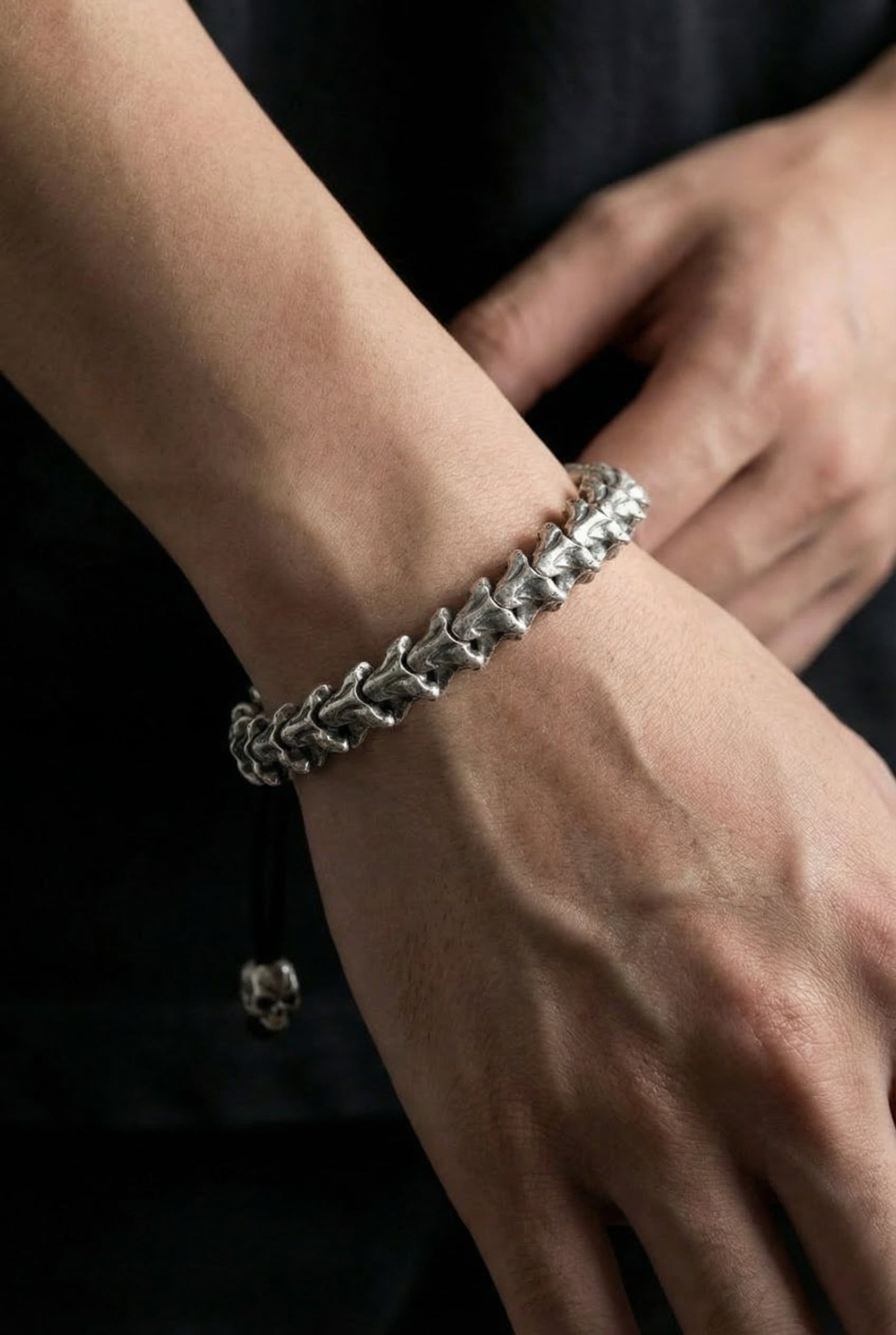 Spine Of The Beast - Sterling Silver Snake Bone Adjustable Bracelet