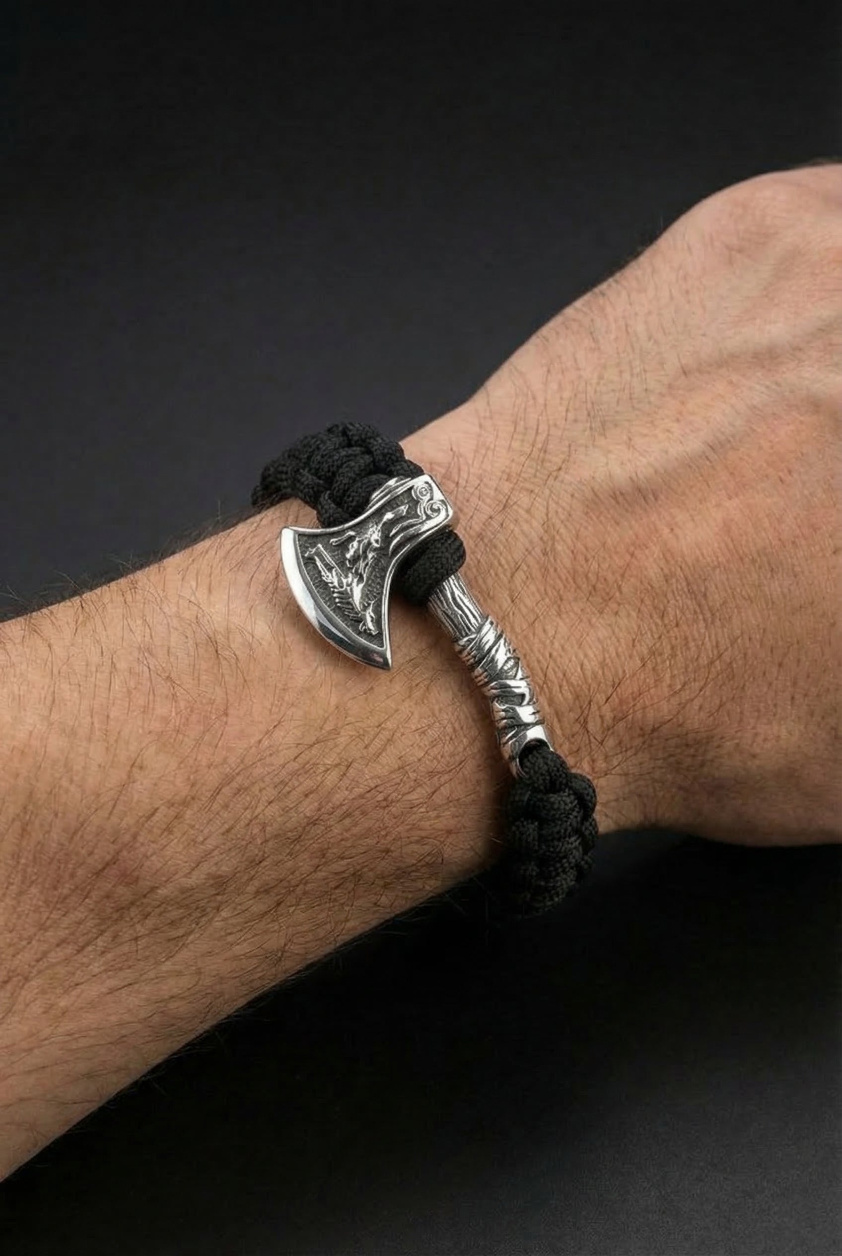 Jarnsaxa's Flesh Ripper - Stainless Steel Axe Paracord Bracelet - Viking Trinkets