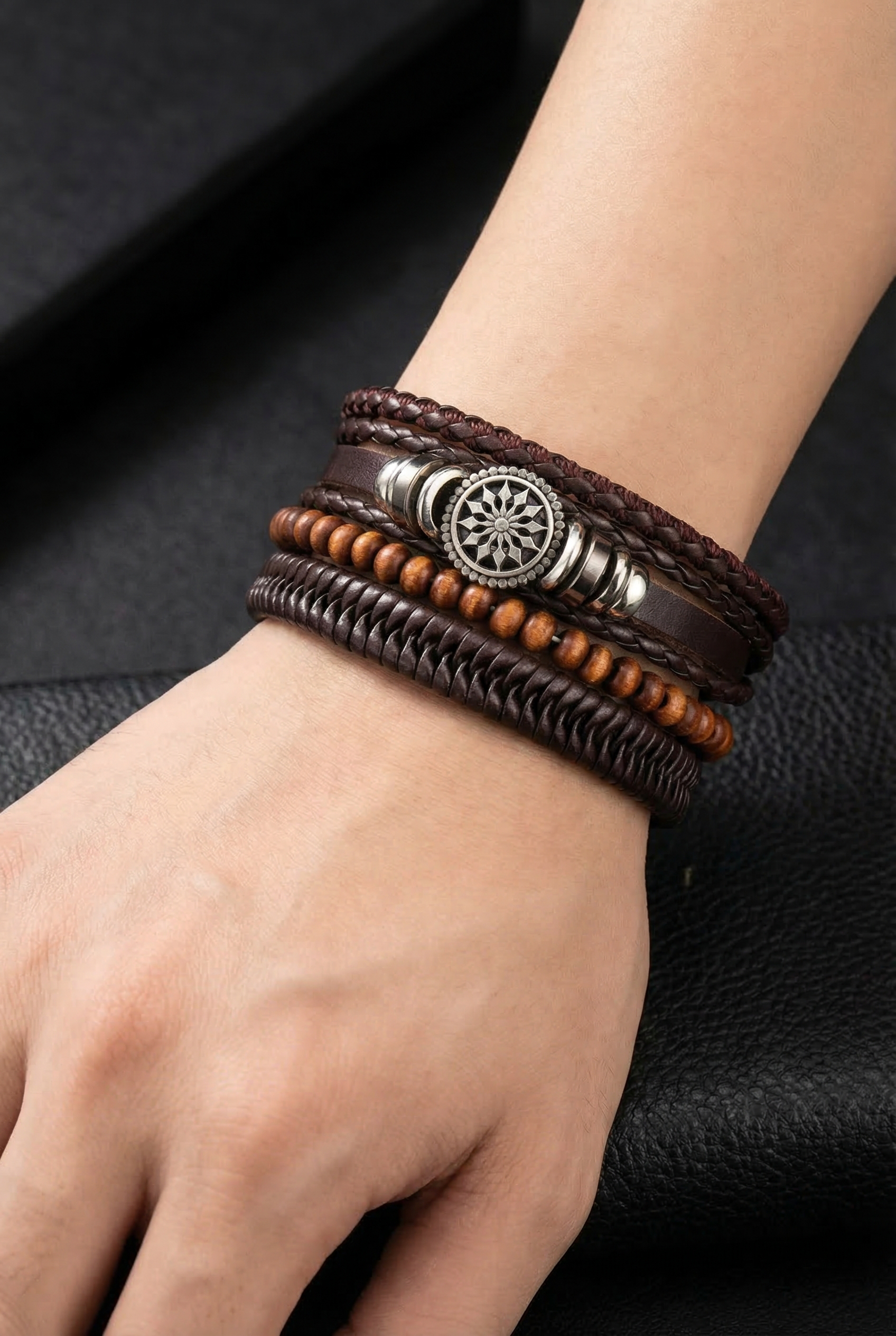 Chariot of Sól Leather Bracelet - Viking Trinkets