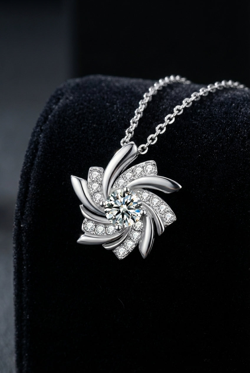 Whisper of the Wind - Moissanite S925 Sterling Silver Windmill Necklace
