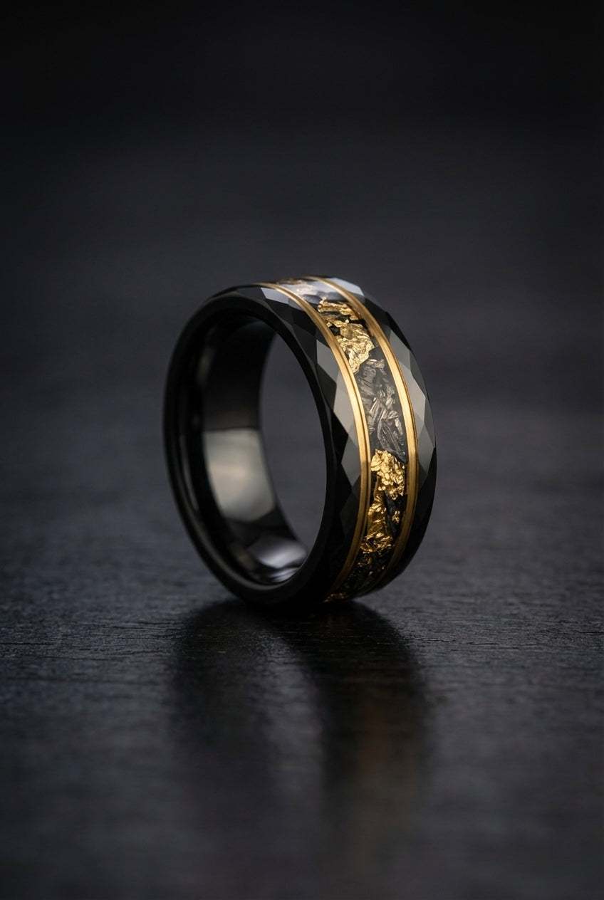 Odin's Royal Armor - Black Tungsten Ring - Viking Trinkets