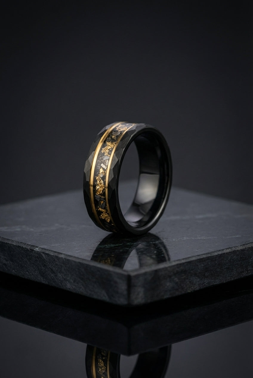 Odin's Royal Armor - Black Tungsten Ring - Viking Trinkets