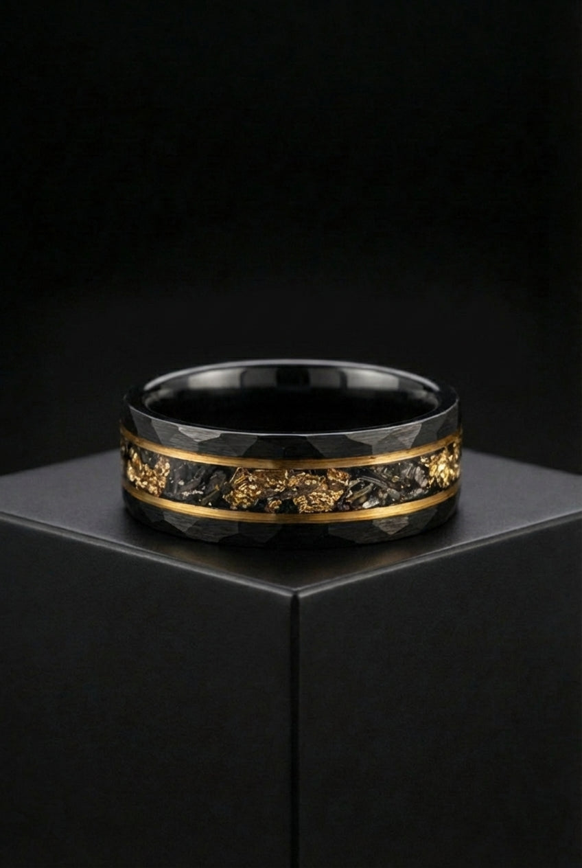 Odin's Royal Armor - Black Tungsten Ring - Viking Trinkets