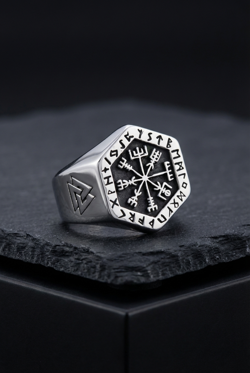 Wayfinder - Stainless Steel Viking Compass Ring - Viking Trinkets