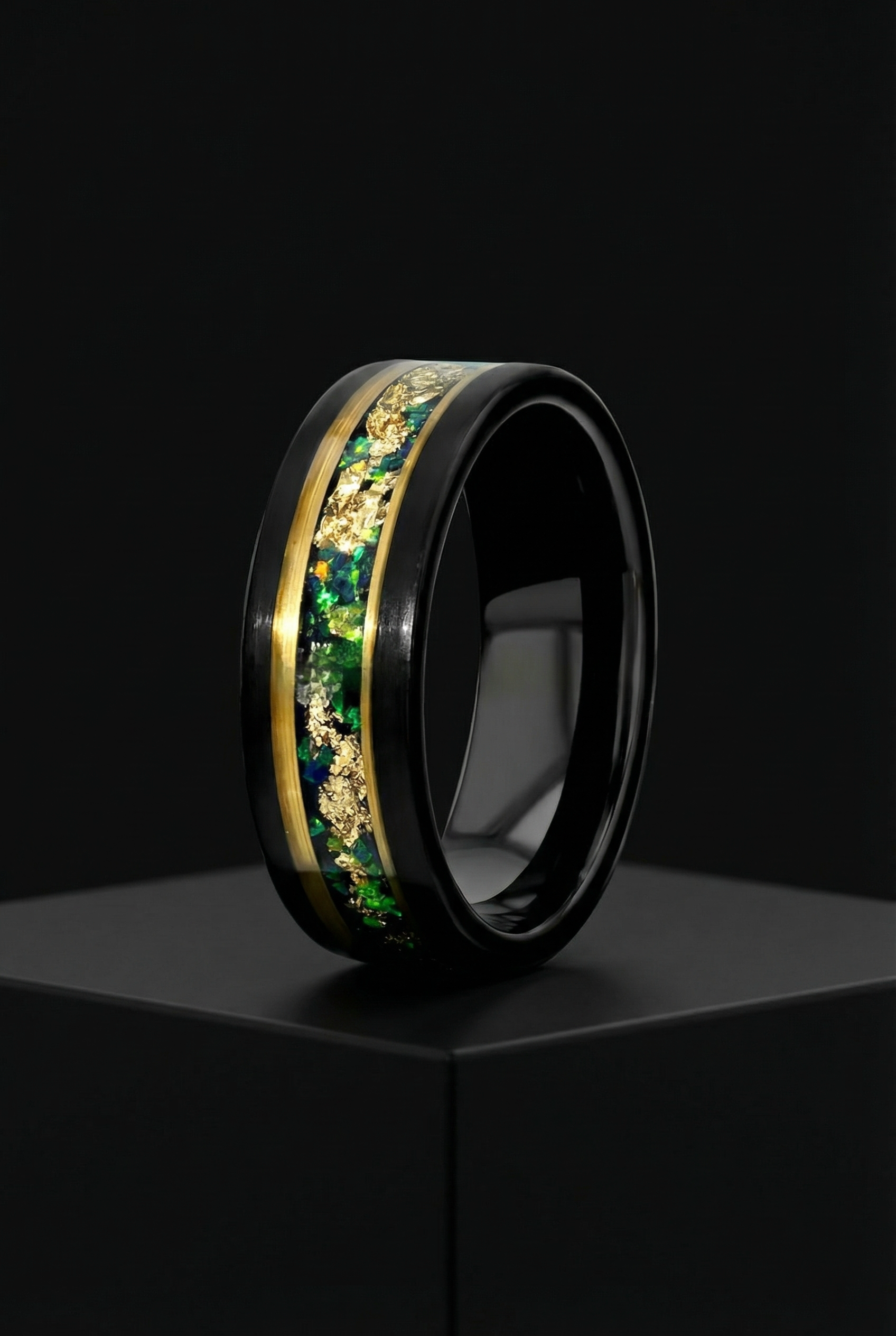 Trickster's Illusion - Black And Gold Tungsten Ring - Viking Trinkets