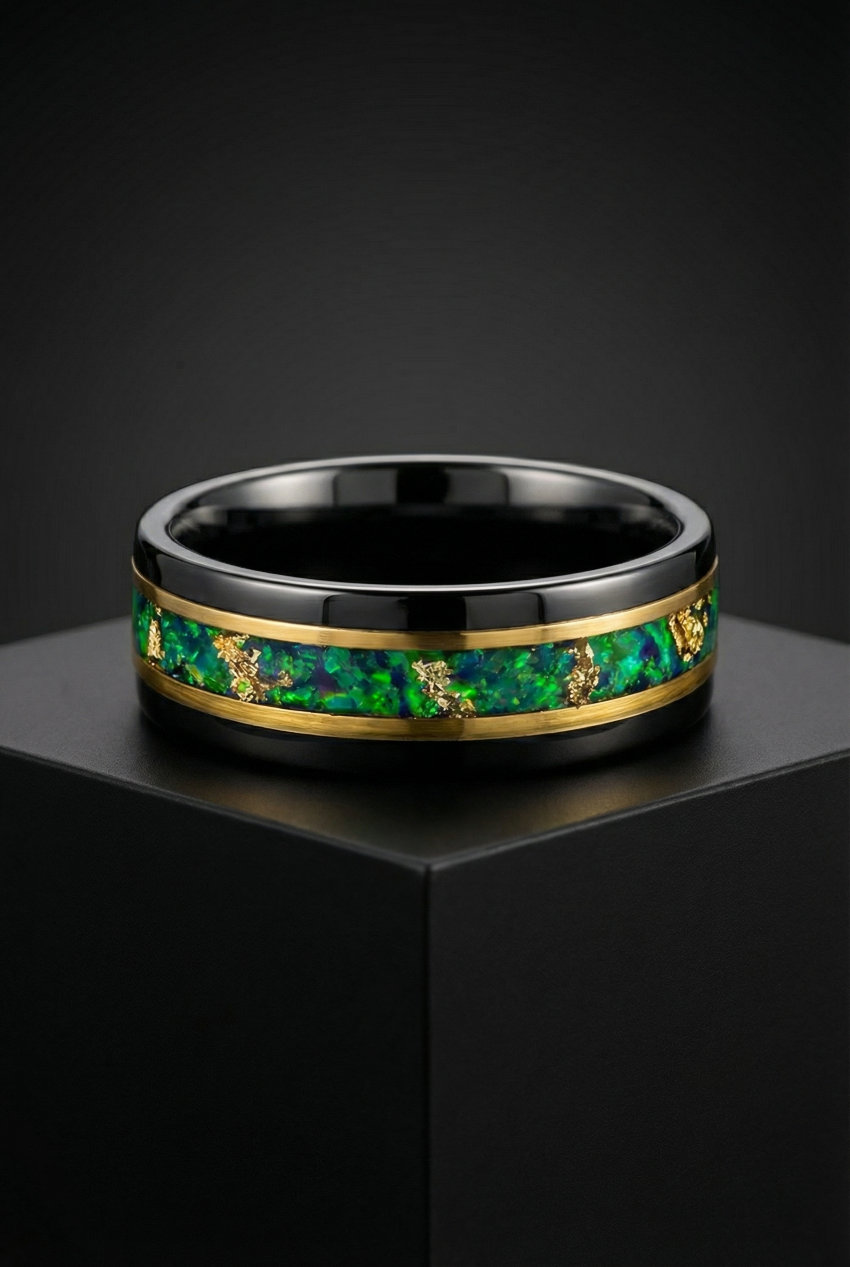 Trickster's Illusion - Black And Gold Tungsten Ring
