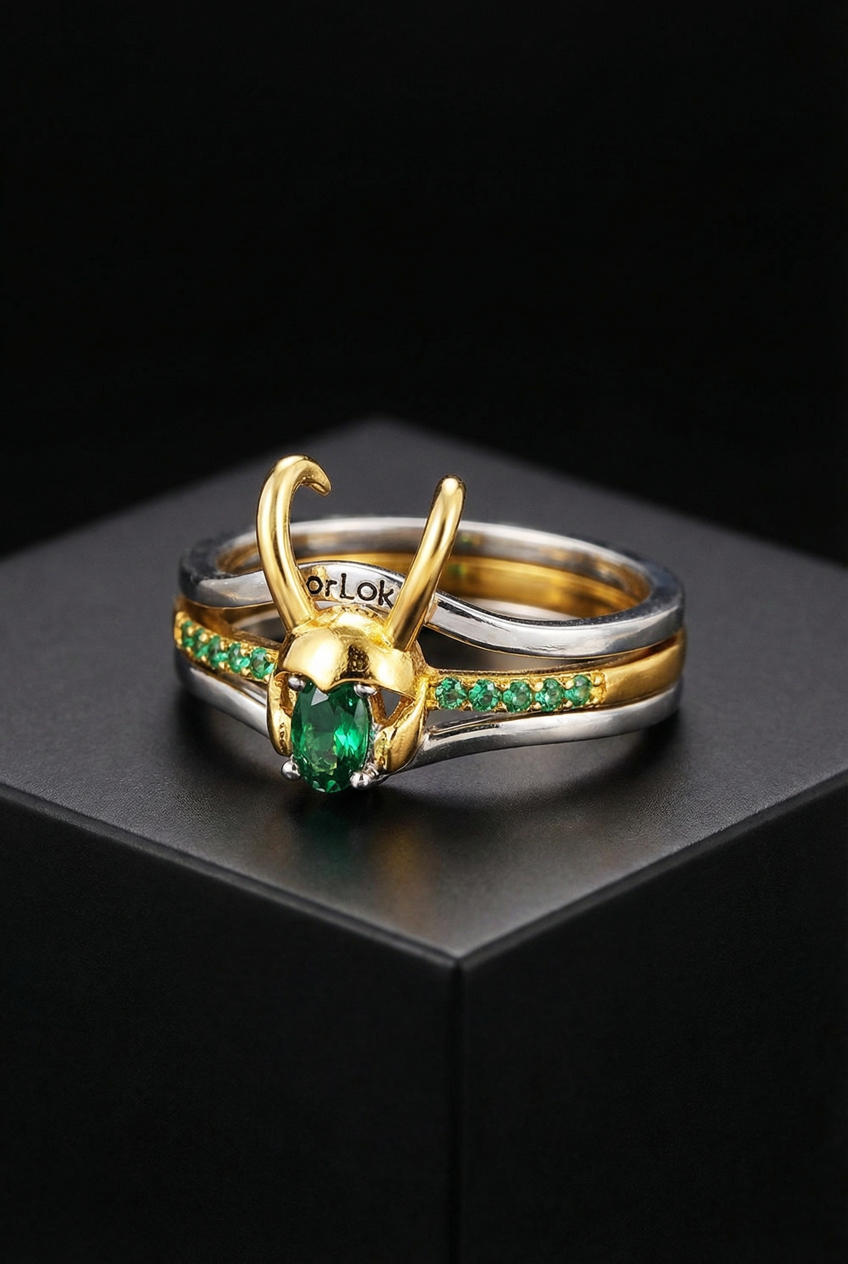 The Trickster - Inlaid Zircon Loki Ring - Viking Trinkets