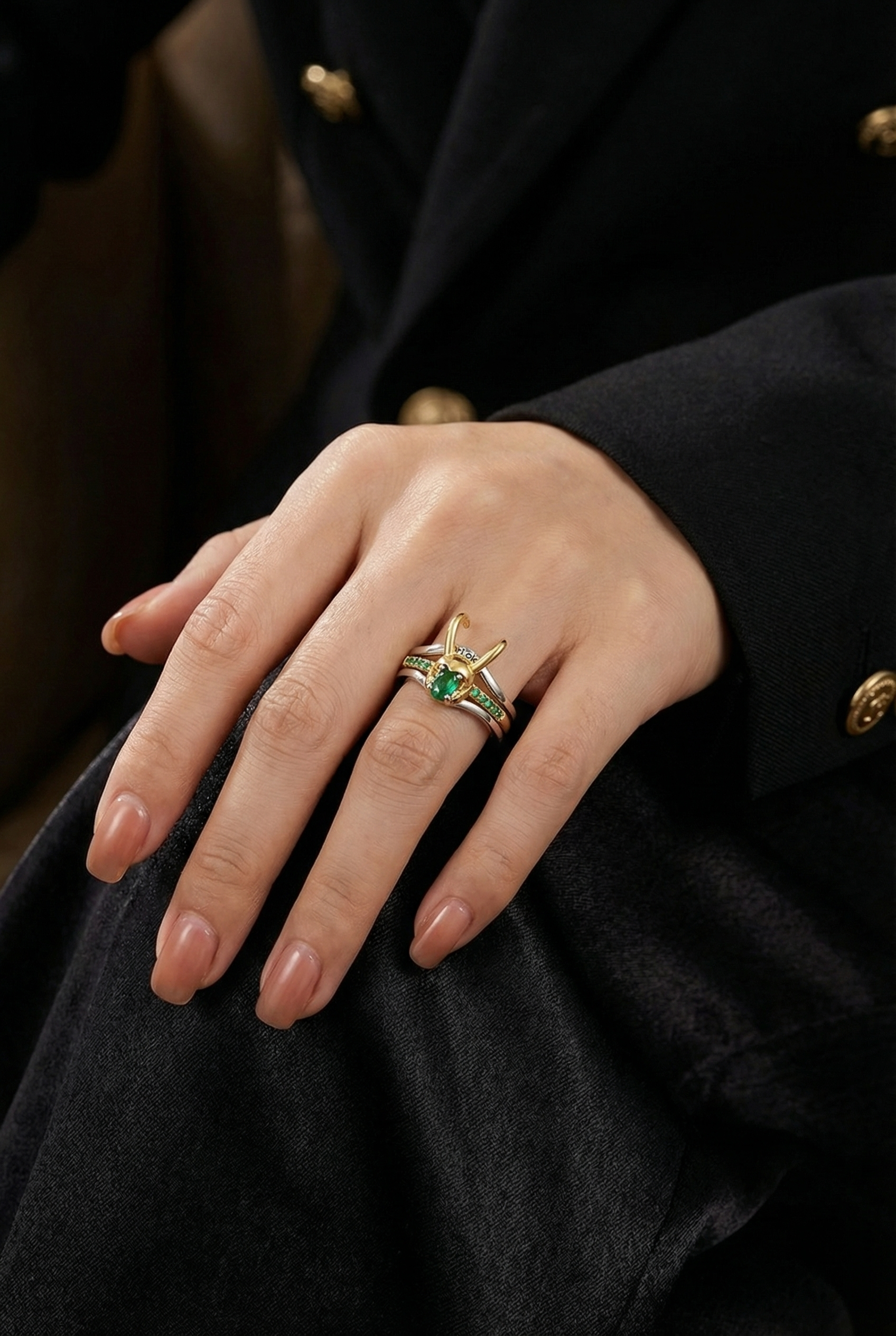 The Trickster - Inlaid Zircon Loki Ring - Viking Trinkets