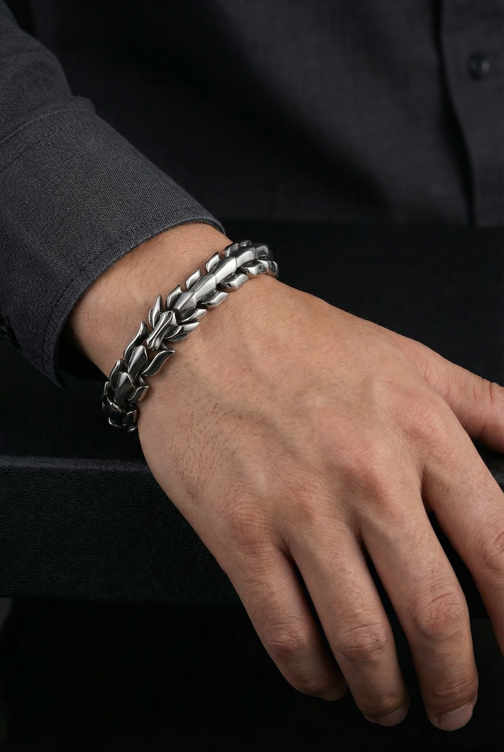 The Midgard Serpent - Sterling Silver Serpent Bracelet - Viking Trinkets
