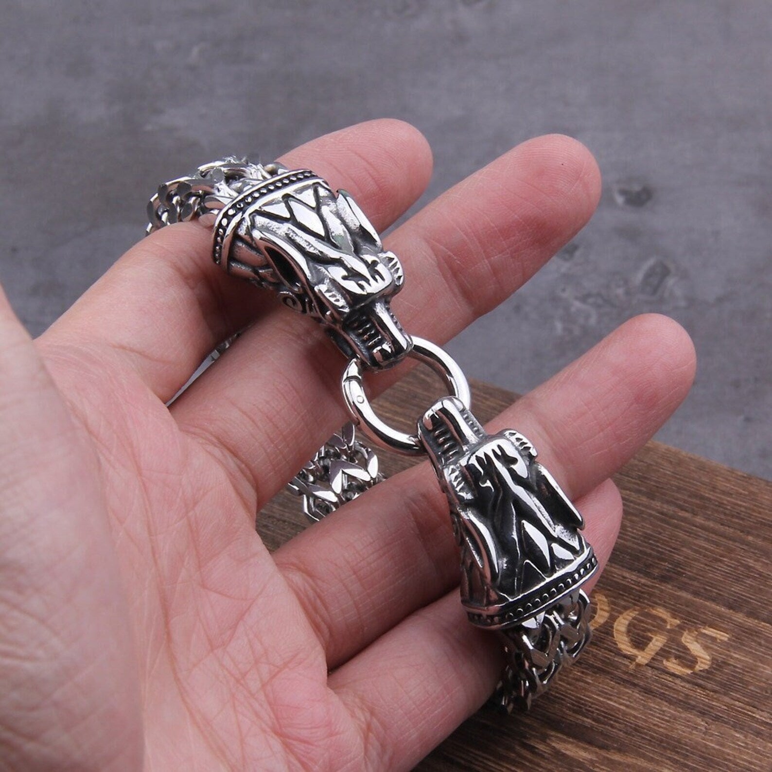 Nidhogg - The Malice Striker - Stainless Steel Dragon Bracelet - Viking Trinkets