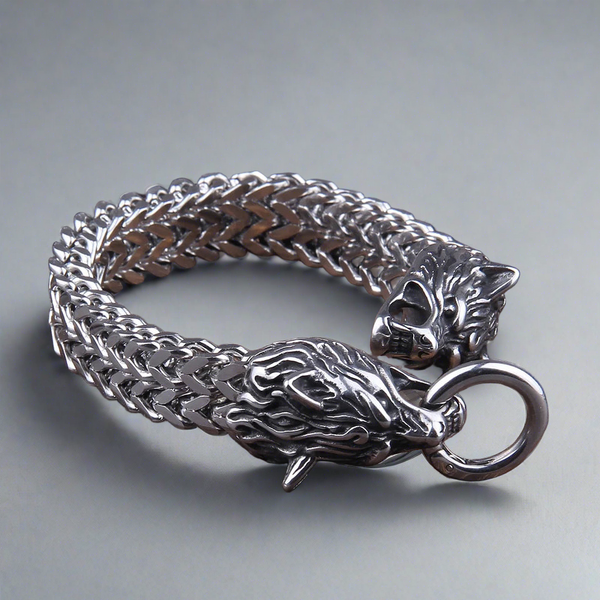Fenrir's Bite - Stainless Steel Wolf Head Chain Pendant