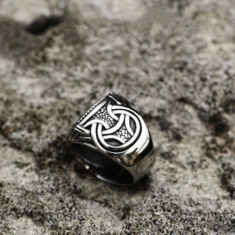 Jörmungandr’s Reminder - Stainless Steel Viking Compass Ring - Viking Trinkets