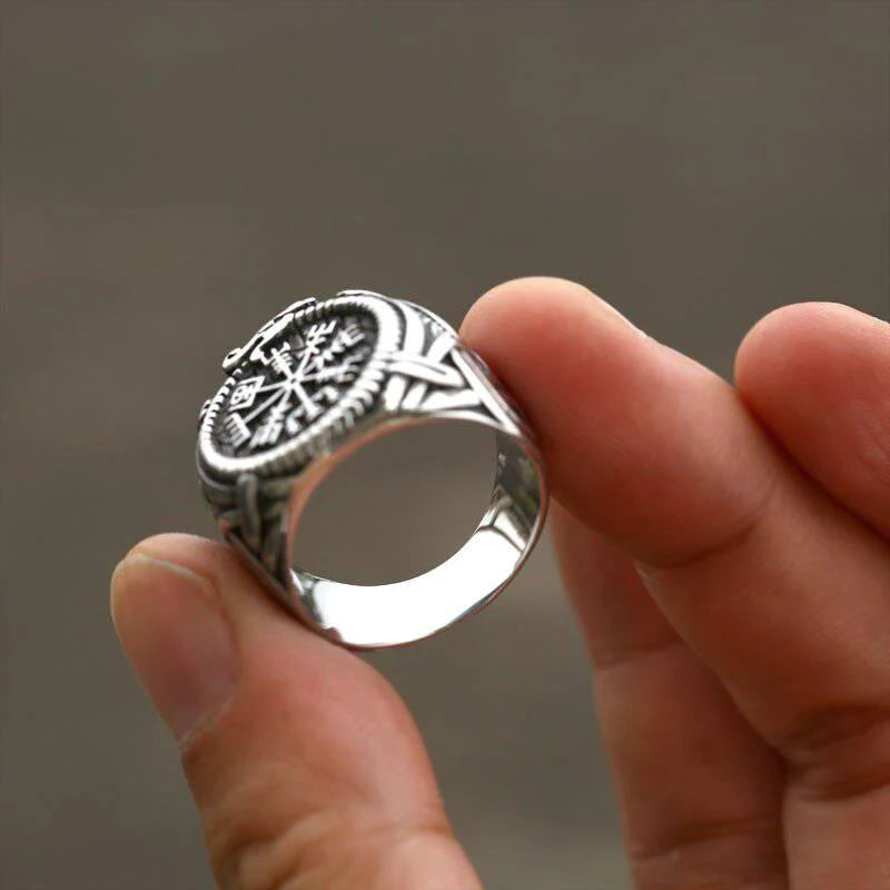 Jörmungandr’s Reminder - Stainless Steel Viking Compass Ring - Viking Trinkets