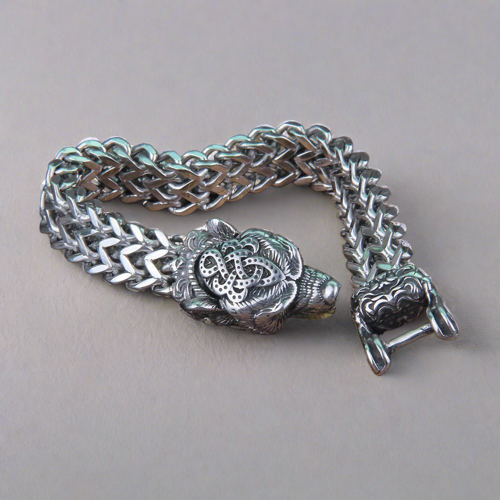 Berserker - Stainless Steel Bear Head Bracelet - Viking Trinkets