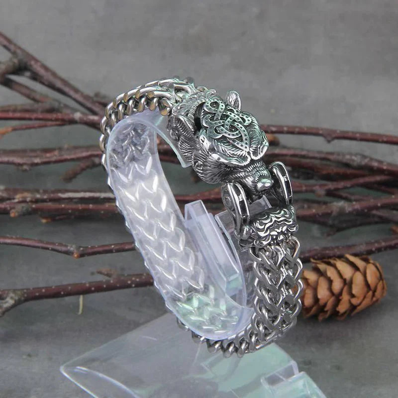 Berserker - Stainless Steel Bear Head Bracelet - Viking Trinkets