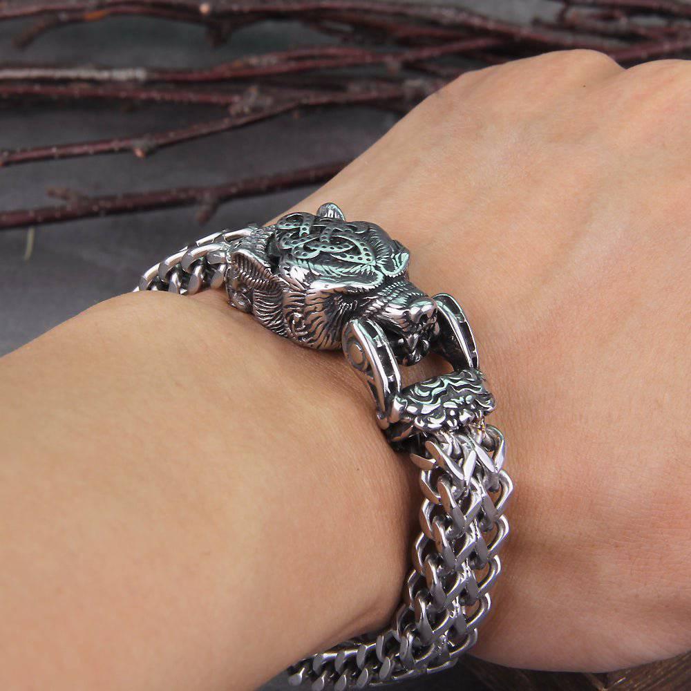 Berserker - Stainless Steel Bear Head Bracelet - Viking Trinkets