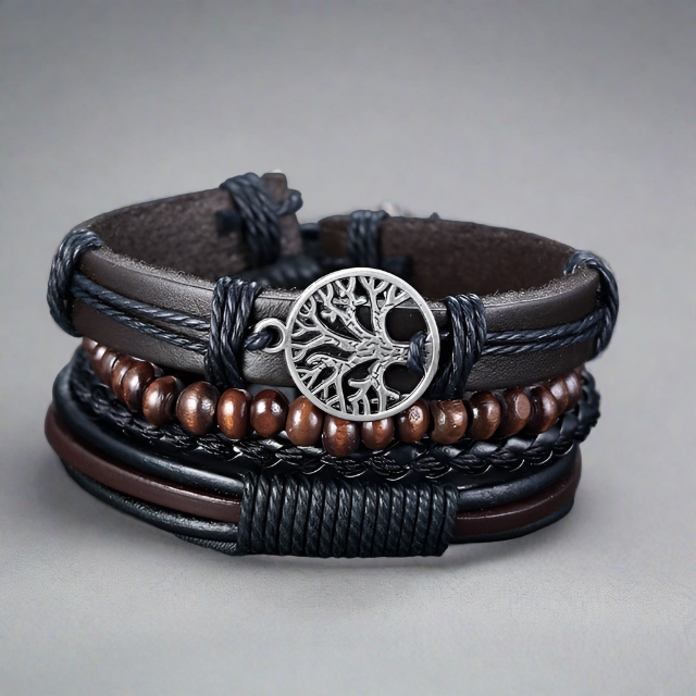 Yggdrasil - High Quality Leather Bracelet - Viking Trinkets