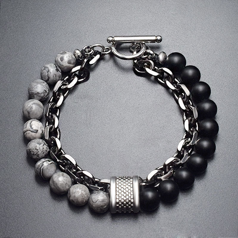 Garmr's Armlet - Stainless Steel Energy Bead Bracelet - Viking Trinkets