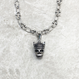 Crown Of The Bloodied King - Sterling Silver Crowned Skull Pendant