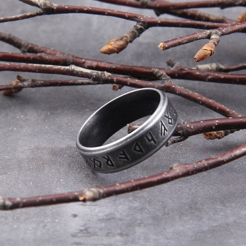 Odin's Runes - Stainless Steel Runic Ring - Viking Trinkets