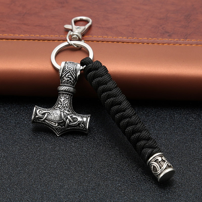 Hammer of Valhalla - Stainless Steel Mjolnir Keyring - Viking Trinkets