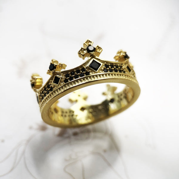 Ring Of Conquest - Stainless Steel Gold Plated Crown Ring