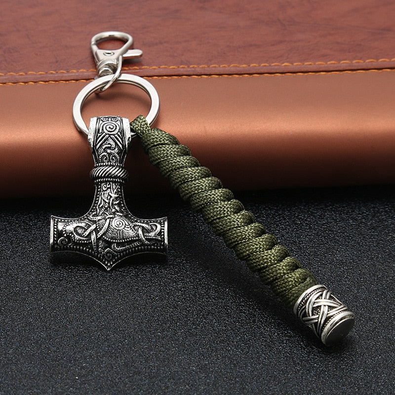 Hammer of Valhalla - Stainless Steel Mjolnir Keyring - Viking Trinkets