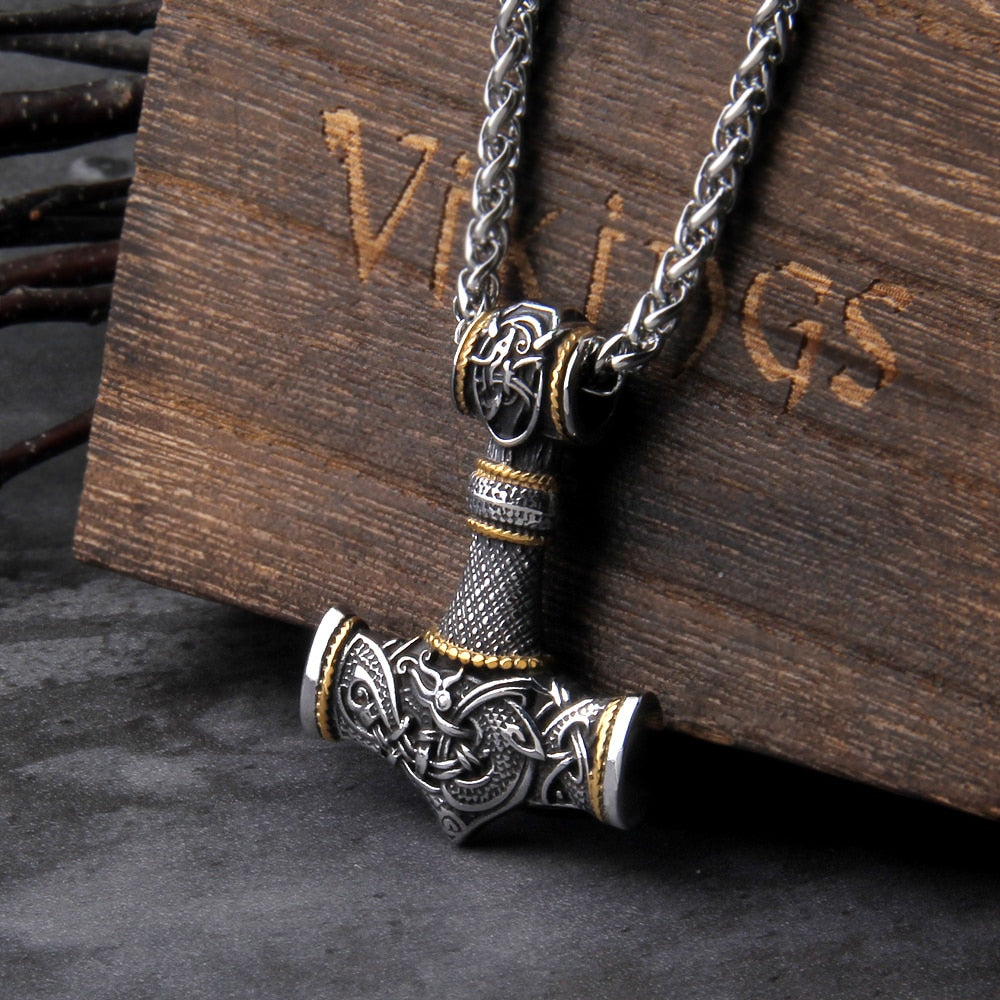 The Sky Splitter - Stainless Steel Mjolnir Necklace - Viking Trinkets