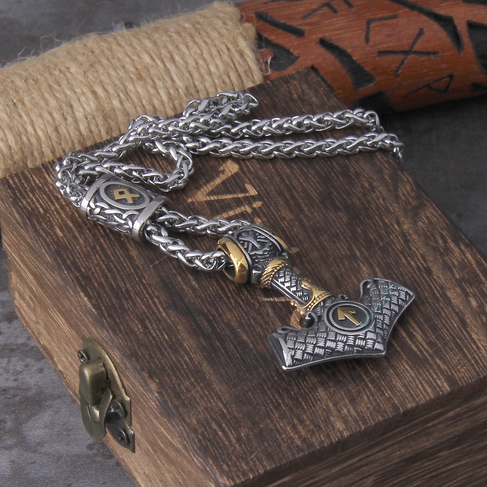 Wrathbringer - Stainless Steel Mjolnir Necklace - Viking Trinkets