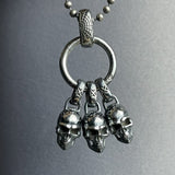 Relic Of The Draugr - Sterling Silver Triple Skull Pendant