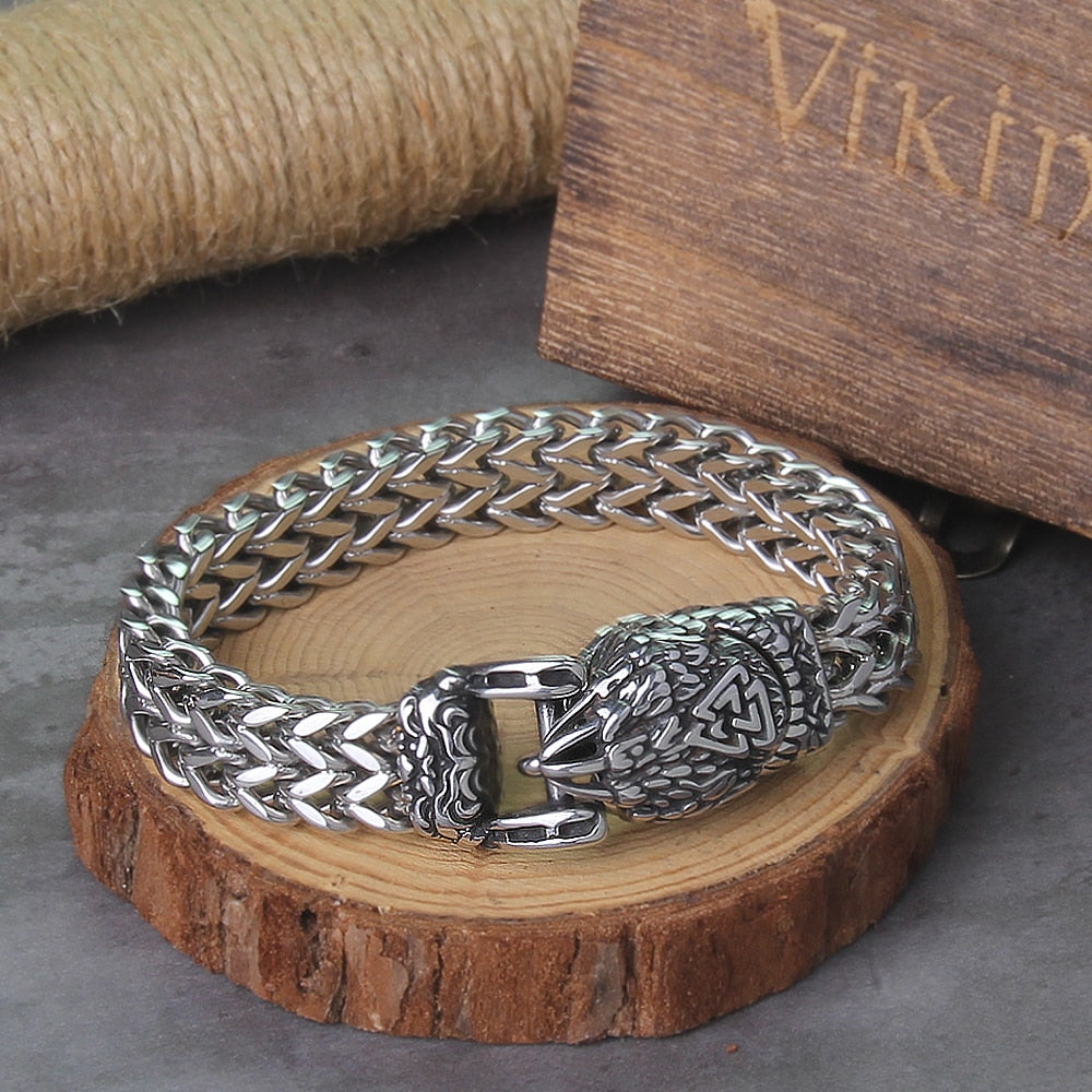 Fenrir - The Great Wolf - Stainless Steel Bracelet - Viking Trinkets