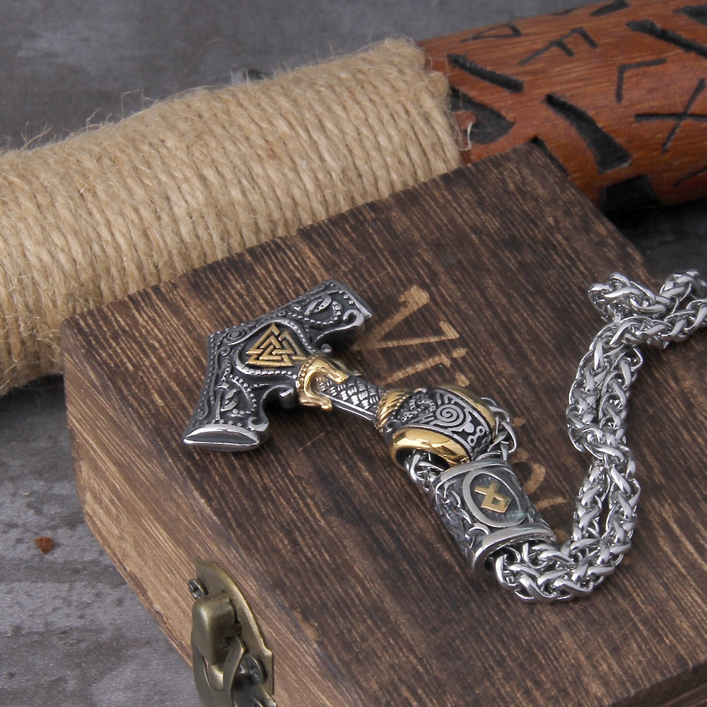 Wrathbringer - Stainless Steel Mjolnir Necklace - Viking Trinkets